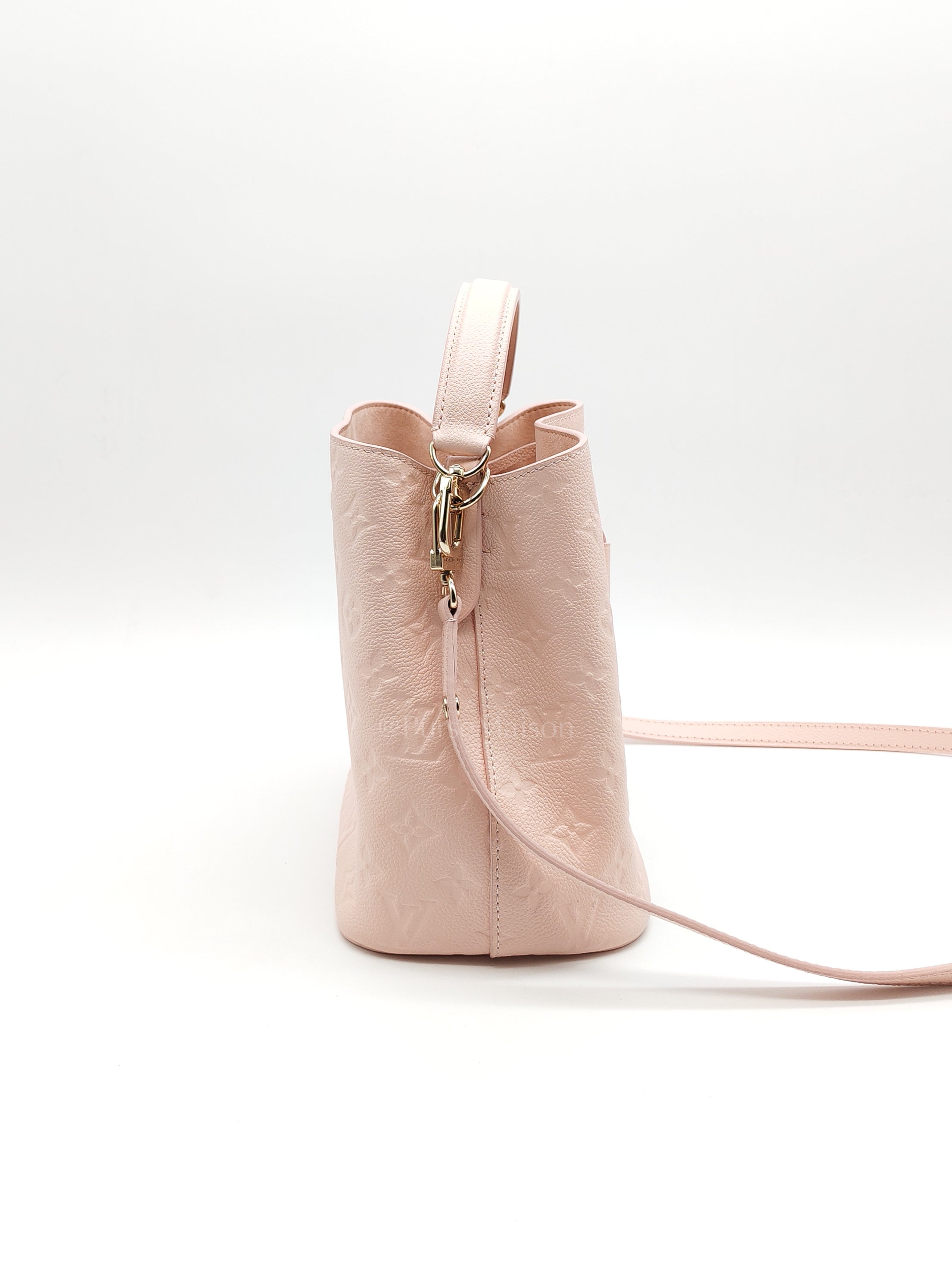 NeoNoe BB in Opal Pink Monogram Empriente Leather & Light Gold Hardware Microchip | Purse Maison Luxury Bags Shop
