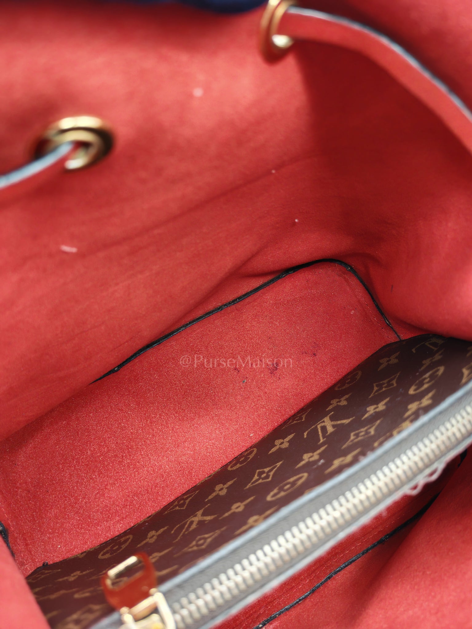 Neonoe Bucket Bag Monogram Canvas and Red (Date code: SP4117) | Purse Maison Luxury Bags Shop