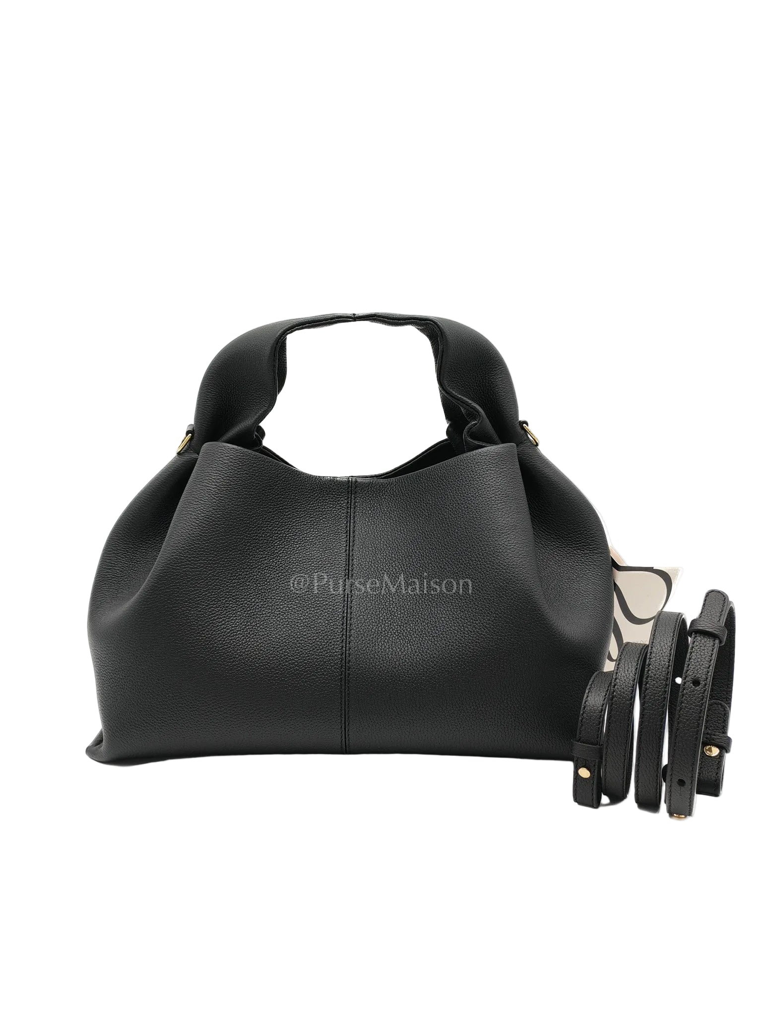 Neuf in Black Graine Leather Shoulder Bag | Purse Maison Luxury Bags Shop