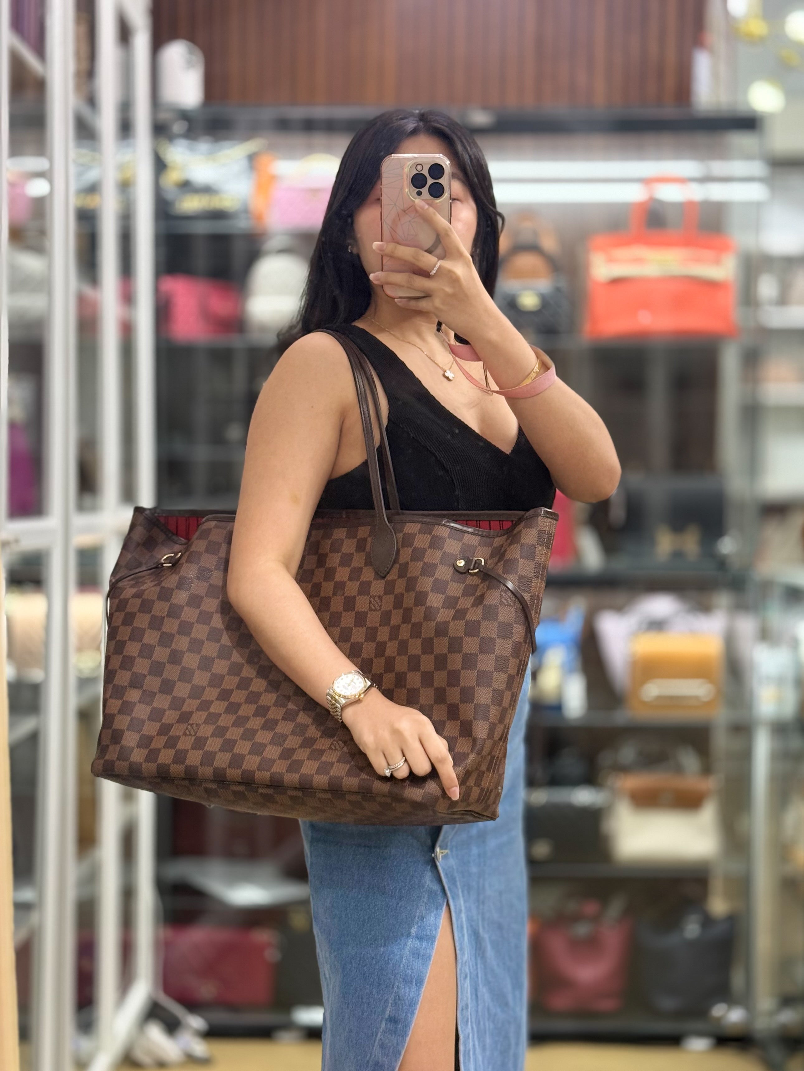 Neverfull GM Damier Ebene Monogram Leather (Microchip) | Purse Maison Luxury Bags Shop