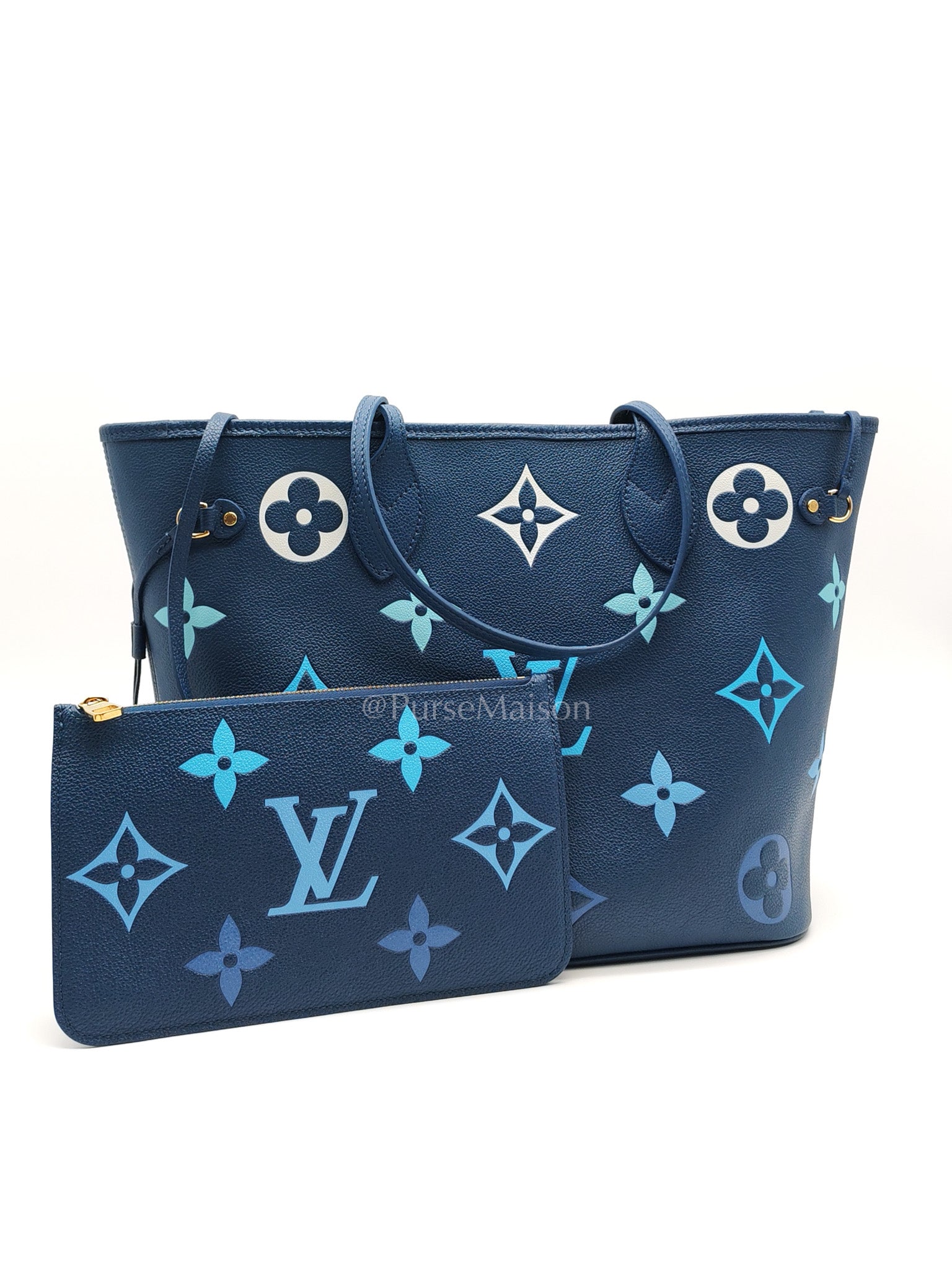 Neverfull MM Gradient Blue in Giant Monogram Empreinte Leather Tote Bag (Microchip) | Purse Maison Luxury Bags Shop