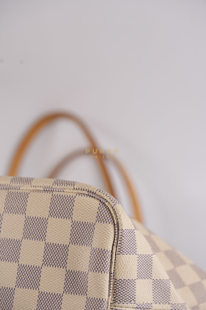 Neverfull MM Tote Bag in Rose Ballerine Damier Azur Canvas & Gold Hardware (Date Code: MS3118) | Purse Maison Luxury Bags Shop