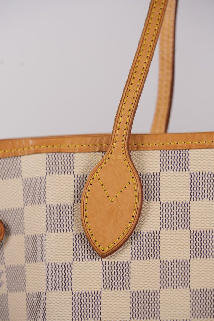 Neverfull MM Tote Bag in Rose Ballerine Damier Azur Canvas & Gold Hardware (Date Code: MS3118) | Purse Maison Luxury Bags Shop