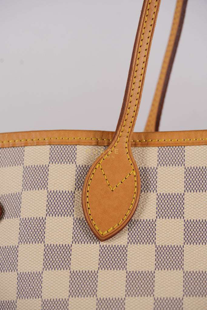 Neverfull MM Tote Bag in Rose Ballerine Damier Azur Canvas & Gold Hardware (Date Code: MS3118) | Purse Maison Luxury Bags Shop