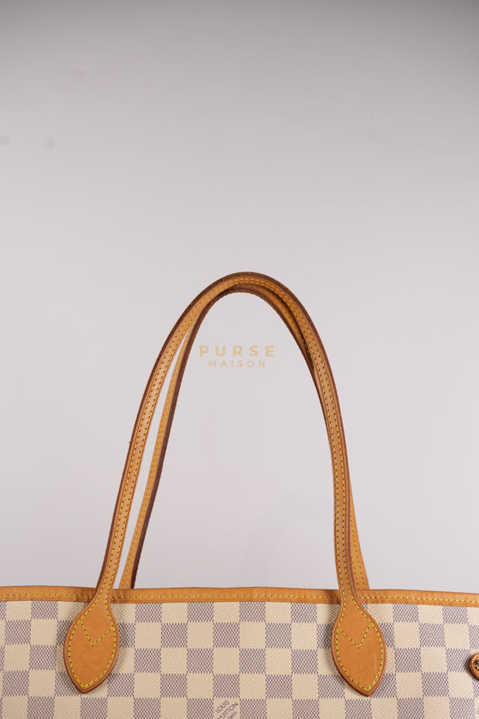 Neverfull MM Tote Bag in Rose Ballerine Damier Azur Canvas & Gold Hardware (Date Code: MS3118) | Purse Maison Luxury Bags Shop