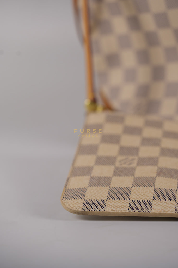 Neverfull MM Tote Bag in Rose Ballerine Damier Azur Canvas & Gold Hardware (Date Code: MS3118) | Purse Maison Luxury Bags Shop