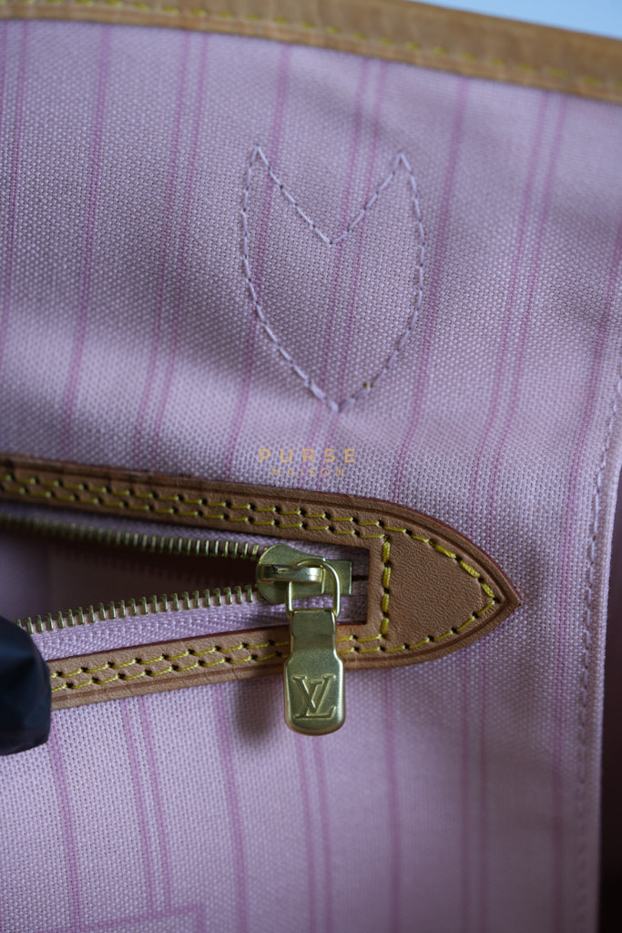 Neverfull MM Tote Bag in Rose Ballerine Damier Azur Canvas & Gold Hardware (Date Code: MS3118) | Purse Maison Luxury Bags Shop