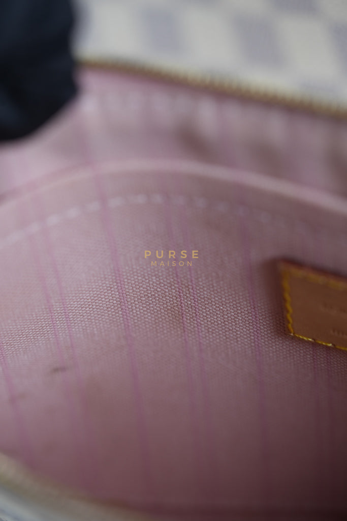 Neverfull MM Tote Bag in Rose Ballerine Damier Azur Canvas & Gold Hardware (Date Code: MS3118) | Purse Maison Luxury Bags Shop