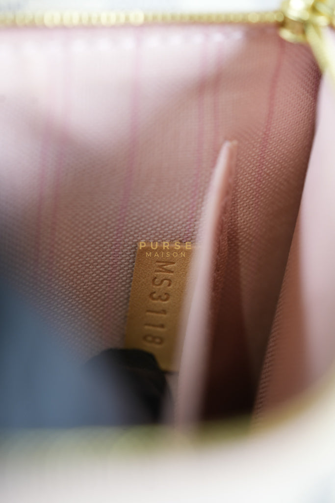 Neverfull MM Tote Bag in Rose Ballerine Damier Azur Canvas & Gold Hardware (Date Code: MS3118) | Purse Maison Luxury Bags Shop