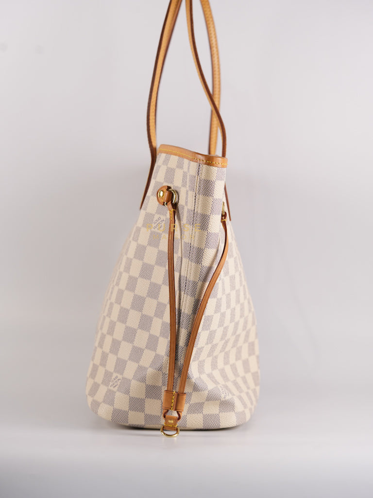 Neverfull MM Tote Bag in Rose Ballerine Damier Azur Canvas & Gold Hardware (Date Code: MS3118) | Purse Maison Luxury Bags Shop