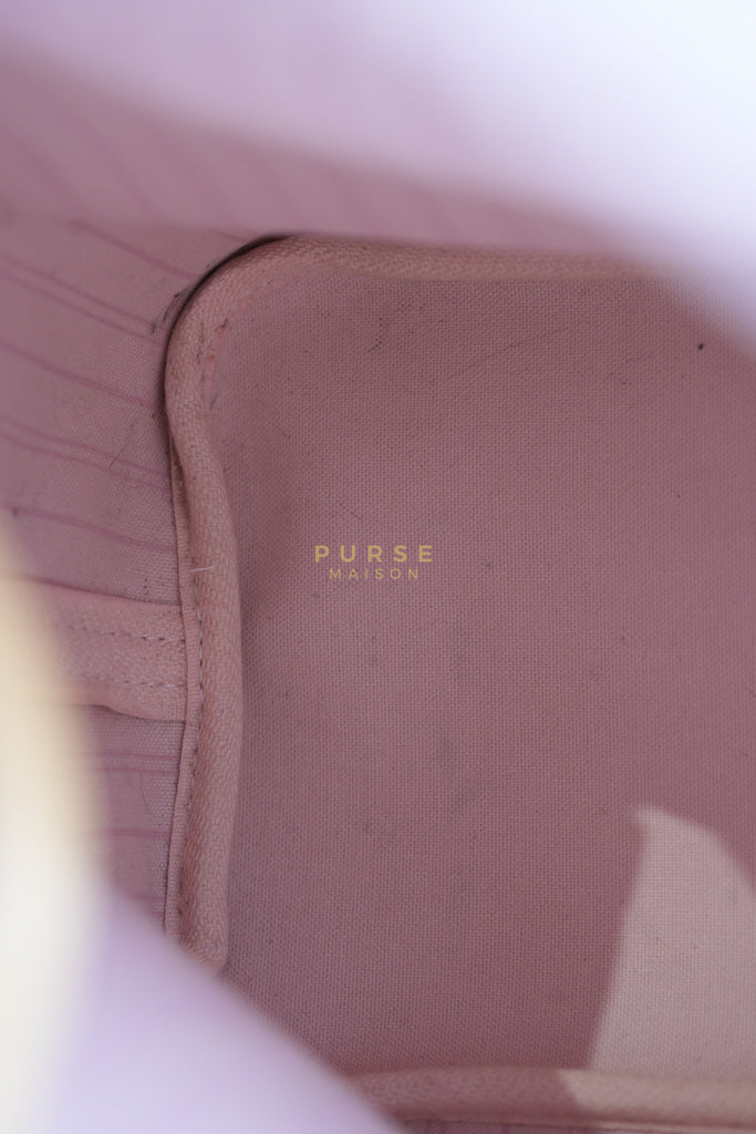 Neverfull MM Tote Bag in Rose Ballerine Damier Azur Canvas & Gold Hardware (Date Code: MS3118) | Purse Maison Luxury Bags Shop