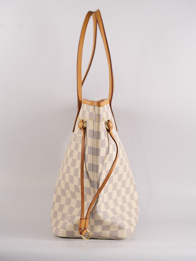 Neverfull MM Tote Bag in Rose Ballerine Damier Azur Canvas & Gold Hardware (Date Code: MS3118) | Purse Maison Luxury Bags Shop