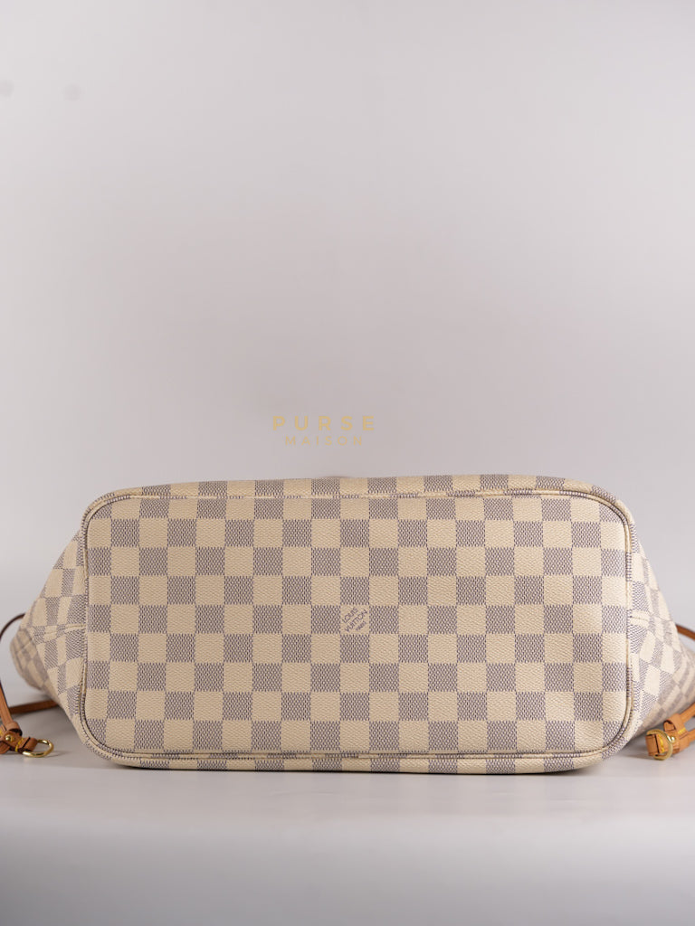 Neverfull MM Tote Bag in Rose Ballerine Damier Azur Canvas & Gold Hardware (Date Code: MS3118) | Purse Maison Luxury Bags Shop