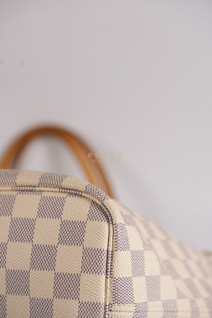 Neverfull MM Tote Bag in Rose Ballerine Damier Azur Canvas & Gold Hardware (Date Code: MS3118) | Purse Maison Luxury Bags Shop