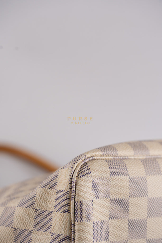 Neverfull MM Tote Bag in Rose Ballerine Damier Azur Canvas & Gold Hardware (Date Code: MS3118) | Purse Maison Luxury Bags Shop