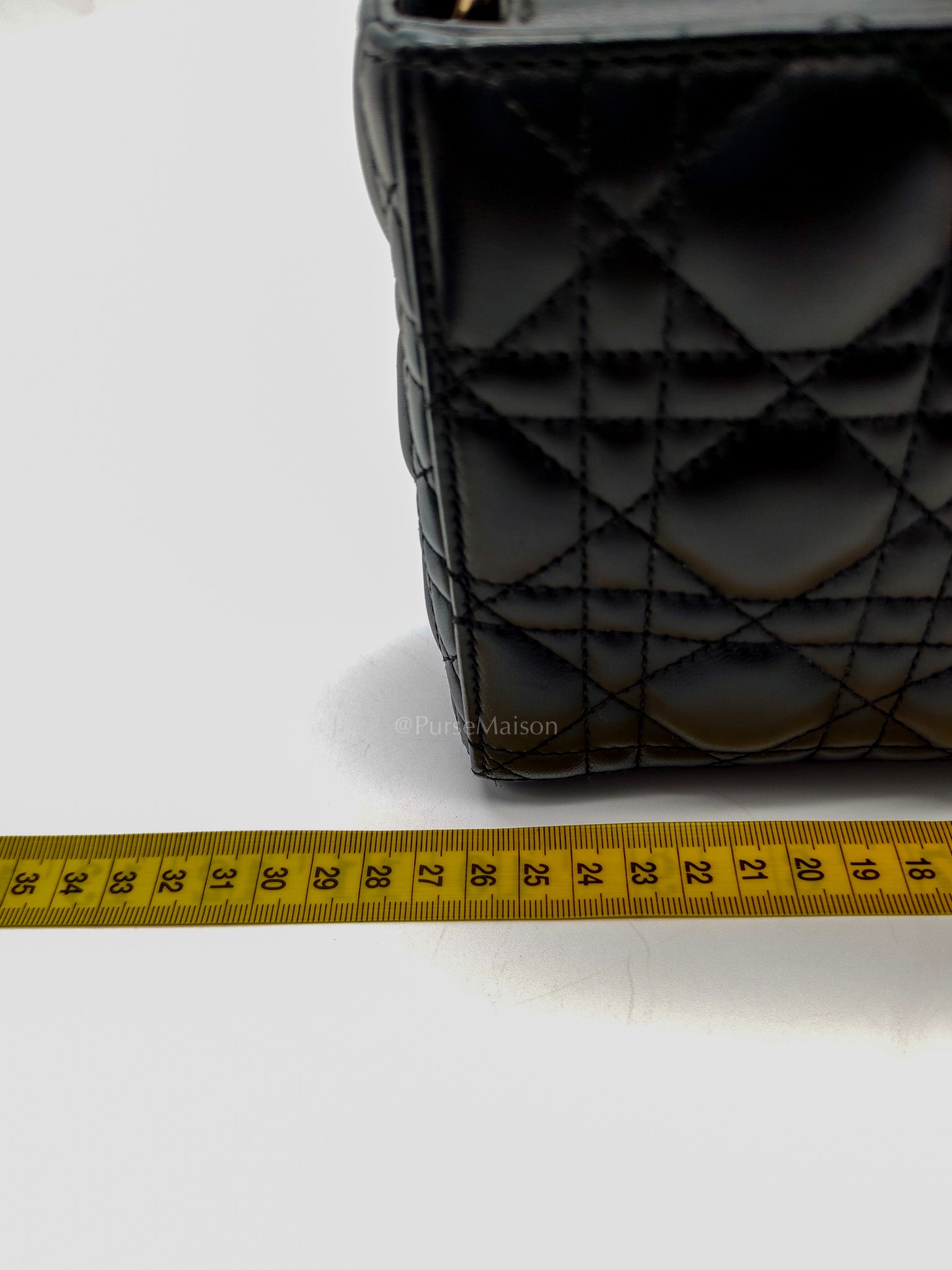 Lady D-Joy Medium in Black Quilted Lambskin Leather & Light Gold Hardware