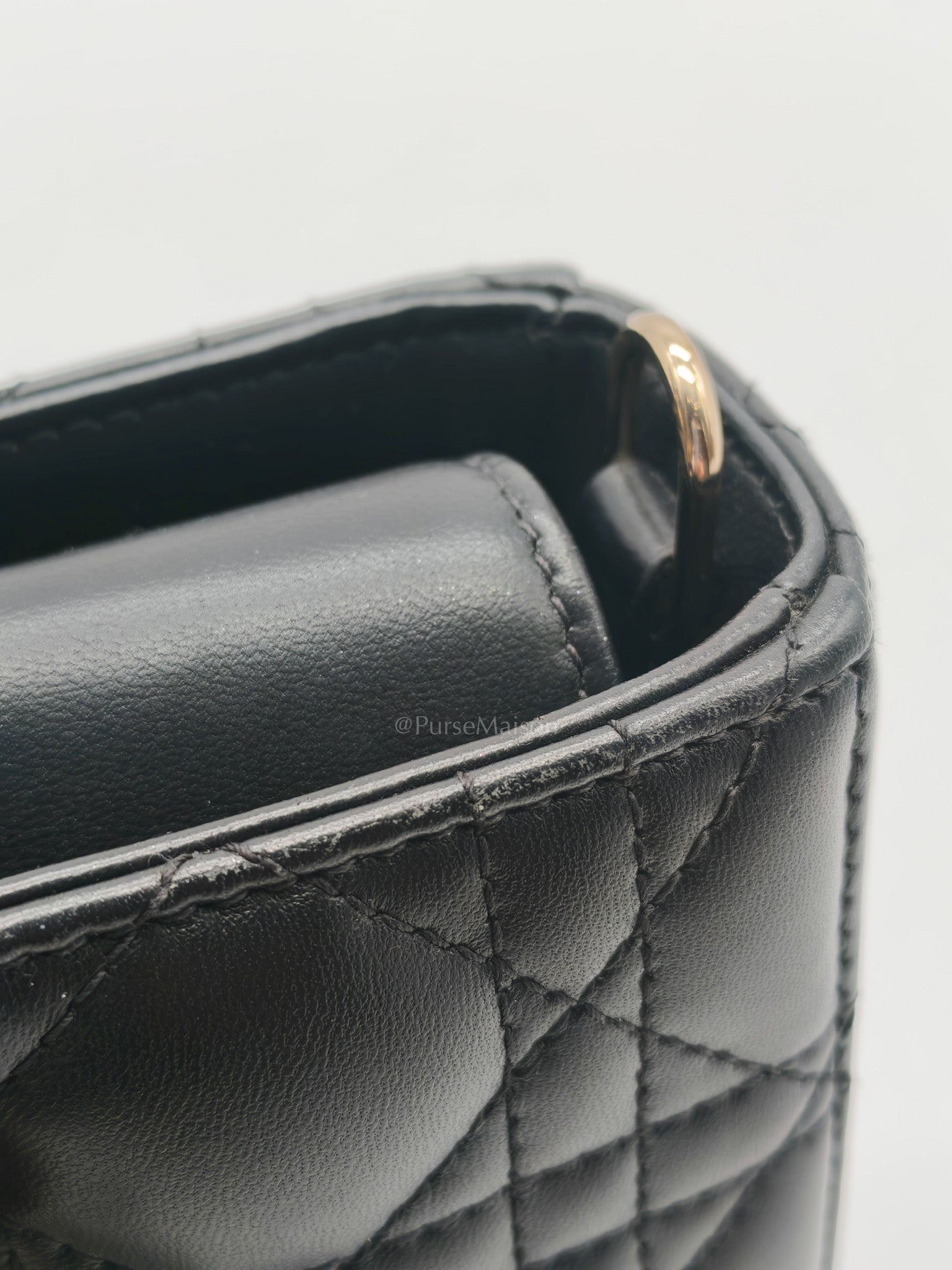 Lady D-Joy Medium in Black Quilted Lambskin Leather & Light Gold Hardware