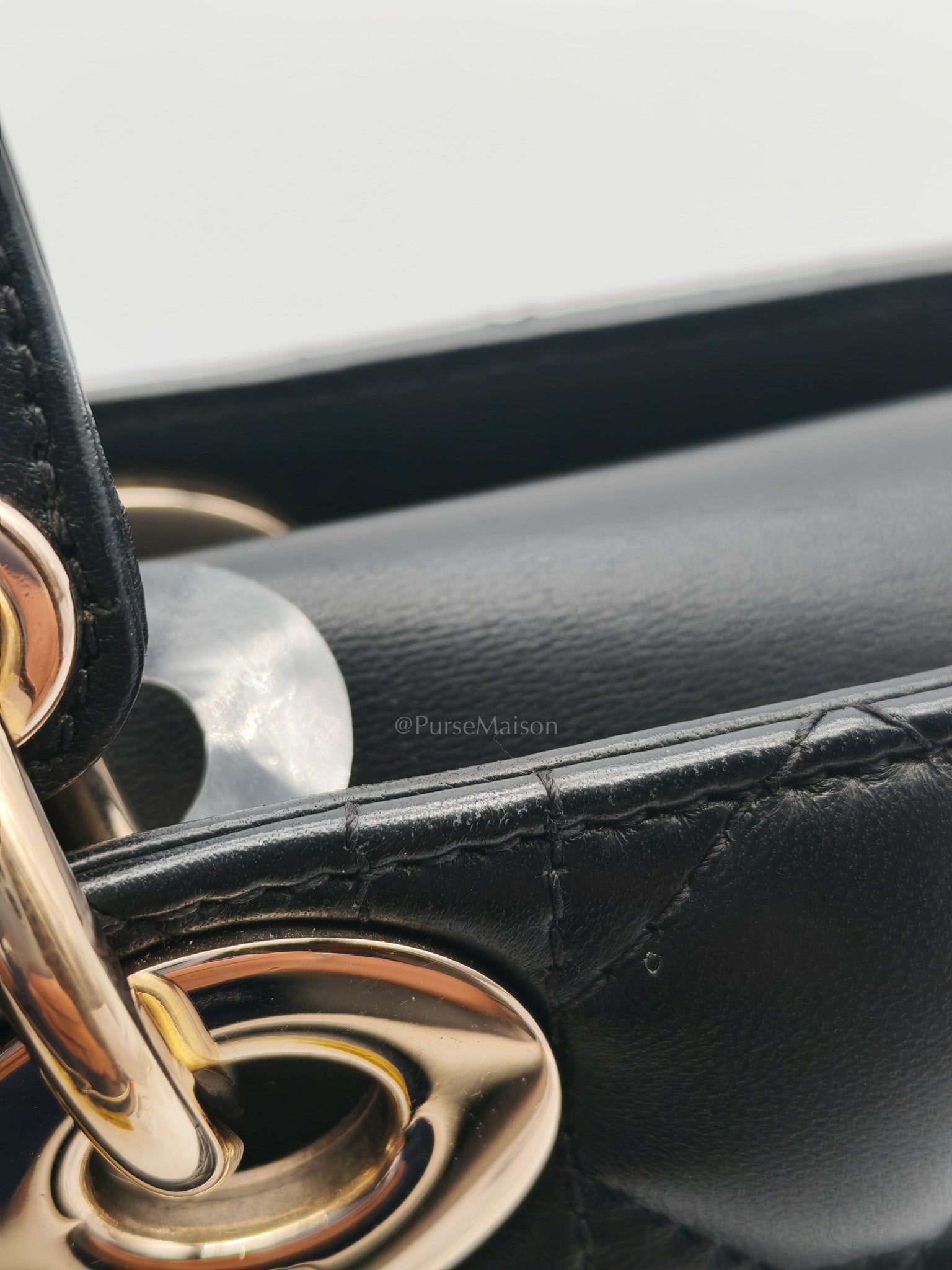 Lady D-Joy Medium in Black Quilted Lambskin Leather & Light Gold Hardware