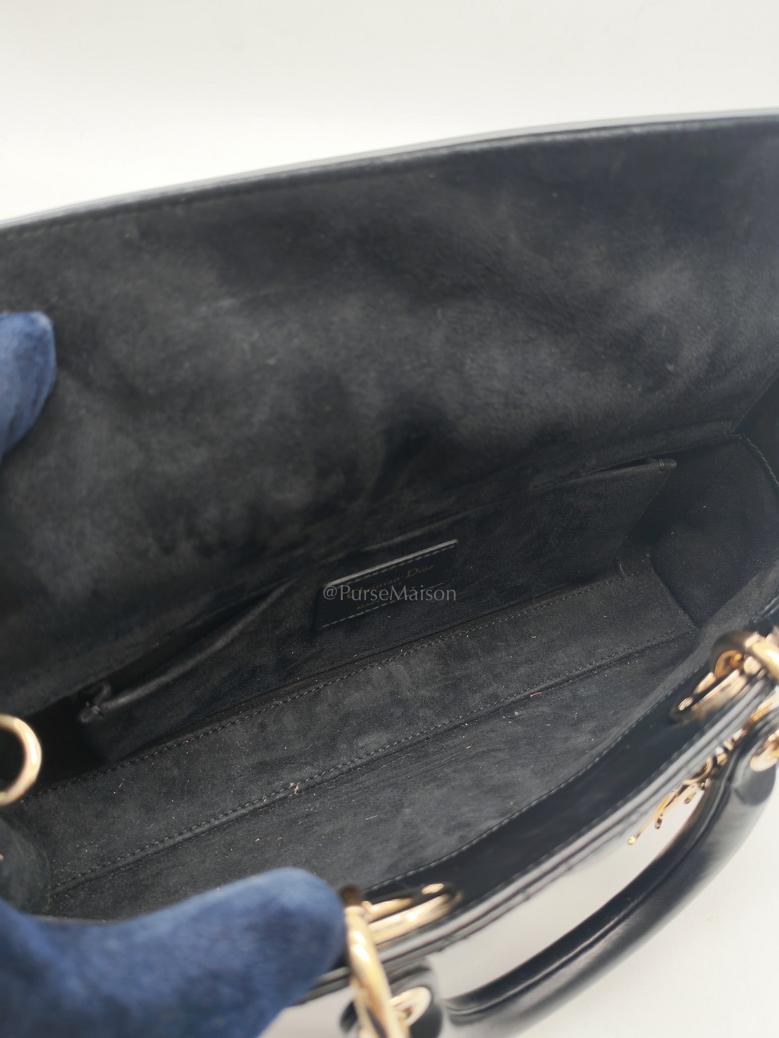 Lady D-Joy Medium in Black Quilted Lambskin Leather & Light Gold Hardware