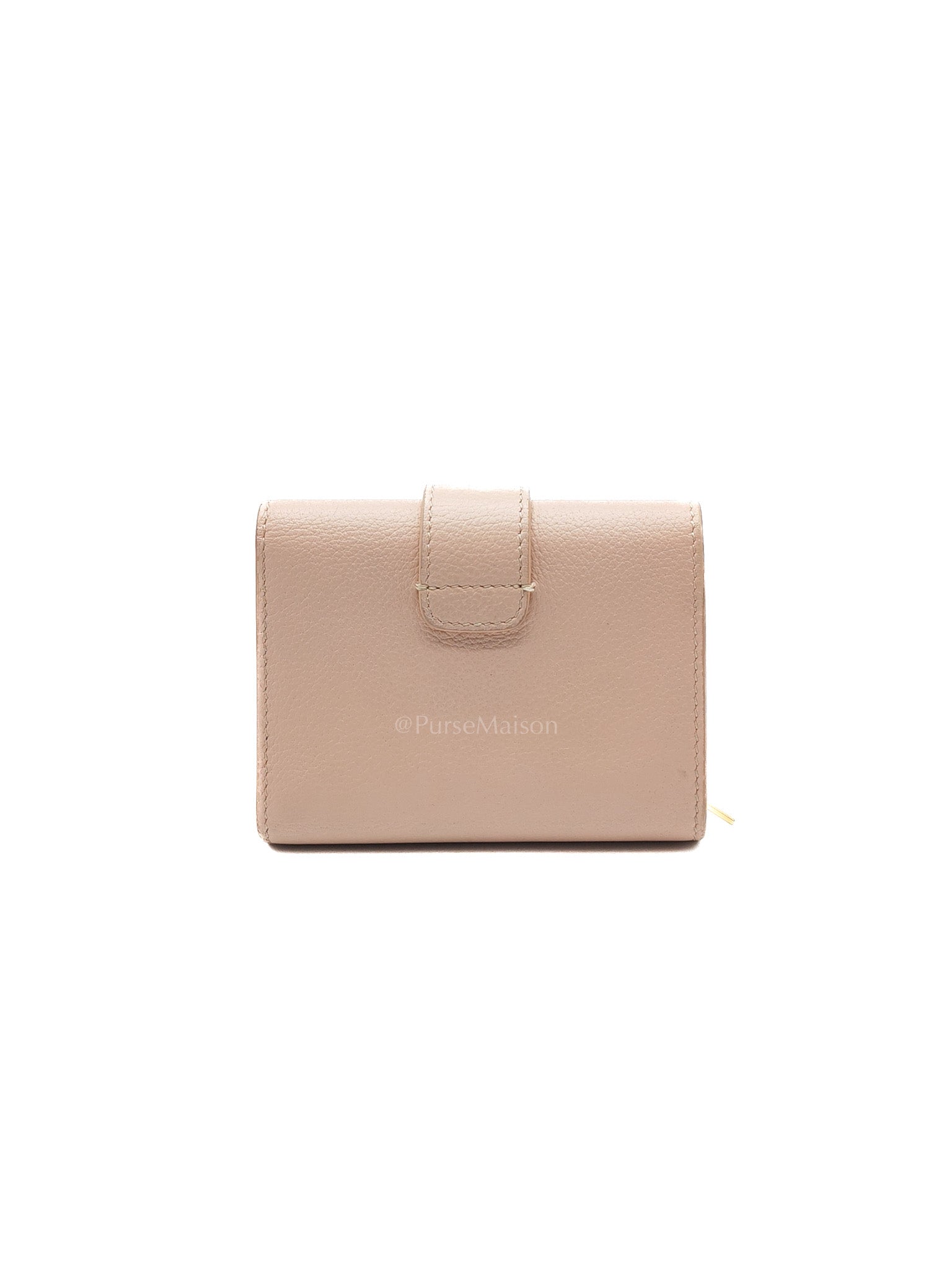 Fine Strap Wallet Nino in Peach Supple Grained Calsking Leather & Gold Hardware