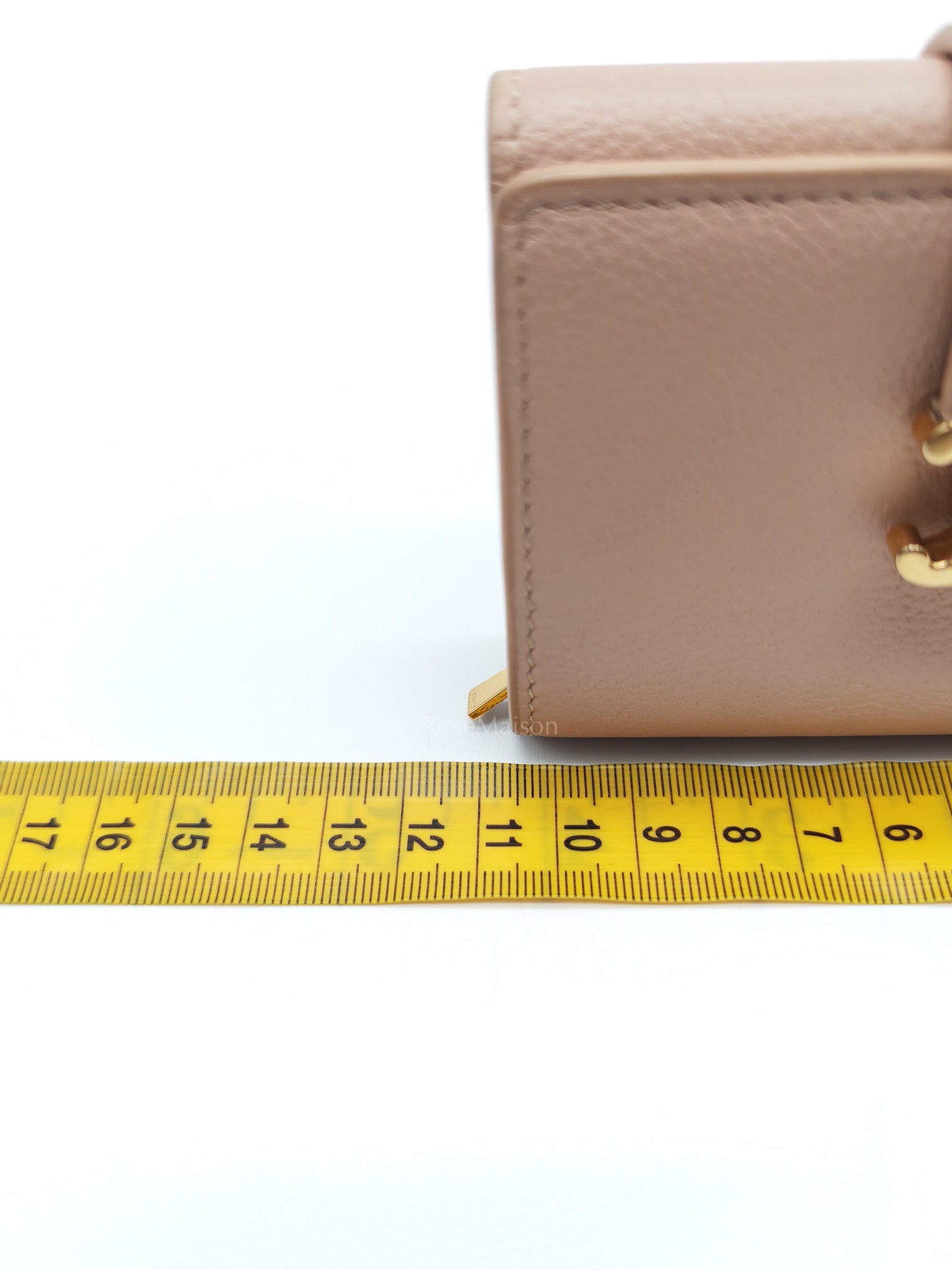 Fine Strap Wallet Nino in Peach Supple Grained Calsking Leather & Gold Hardware