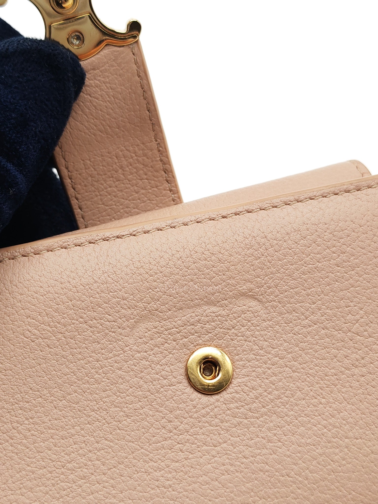 Fine Strap Wallet Nino in Peach Supple Grained Calsking Leather & Gold Hardware