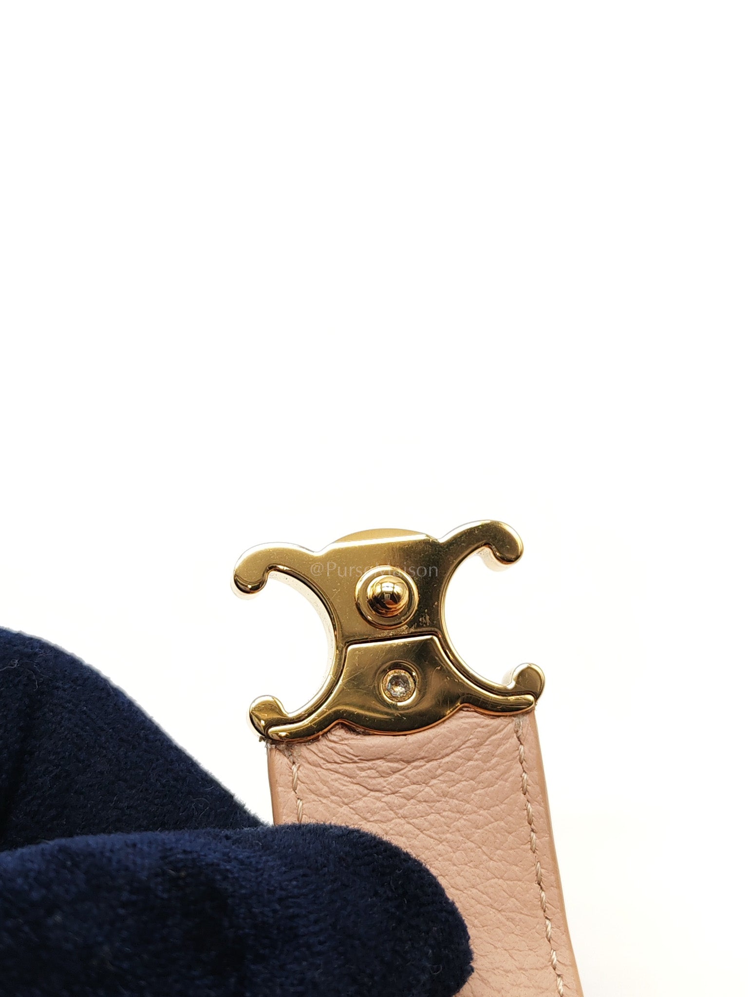 Fine Strap Wallet Nino in Peach Supple Grained Calsking Leather & Gold Hardware
