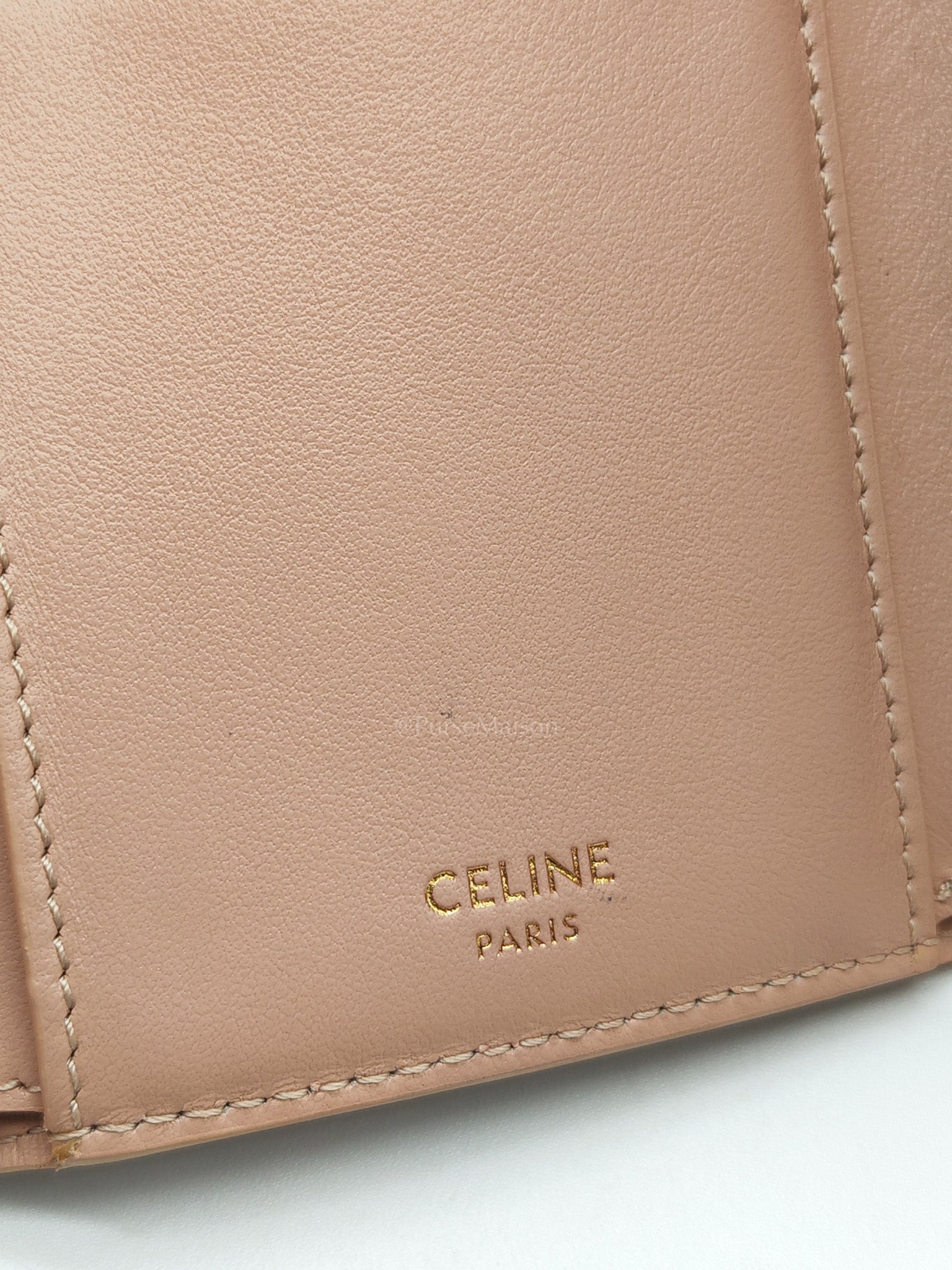 Fine Strap Wallet Nino in Peach Supple Grained Calsking Leather & Gold Hardware