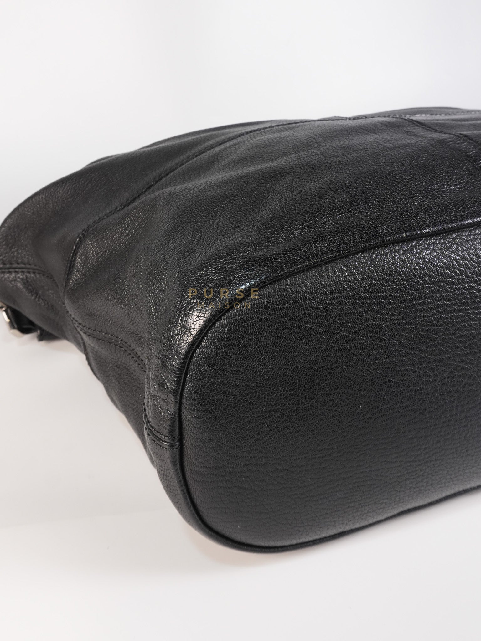 Nightingale Bag Medium in Black Calfskin Leather & Silver Hardware | Purse Maison Luxury Bags Shop