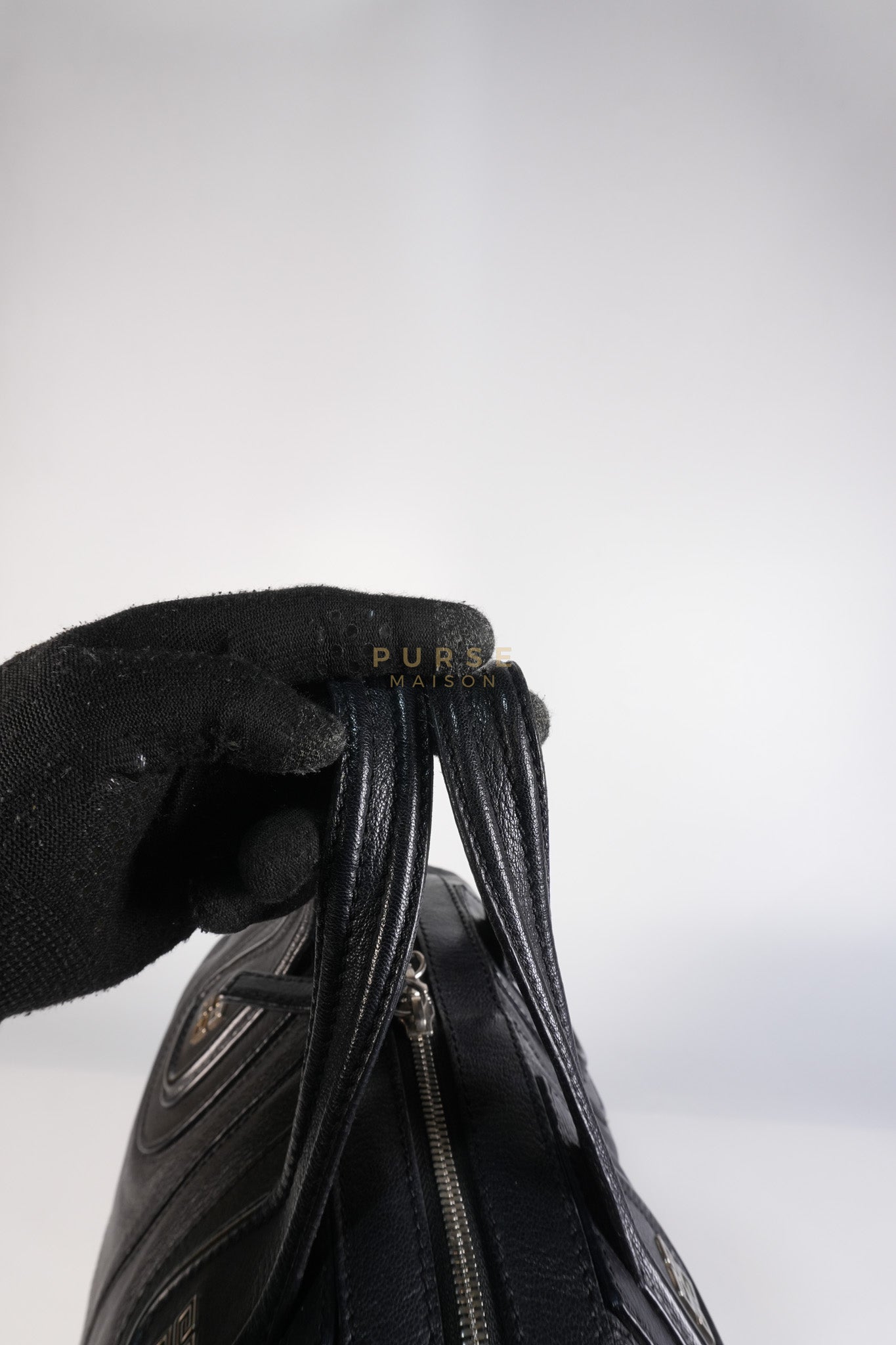 Nightingale Bag Medium in Black Calfskin Leather & Silver Hardware | Purse Maison Luxury Bags Shop