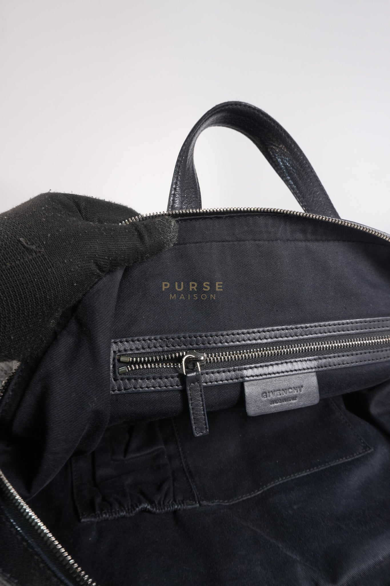 Nightingale Bag Medium in Black Calfskin Leather & Silver Hardware | Purse Maison Luxury Bags Shop