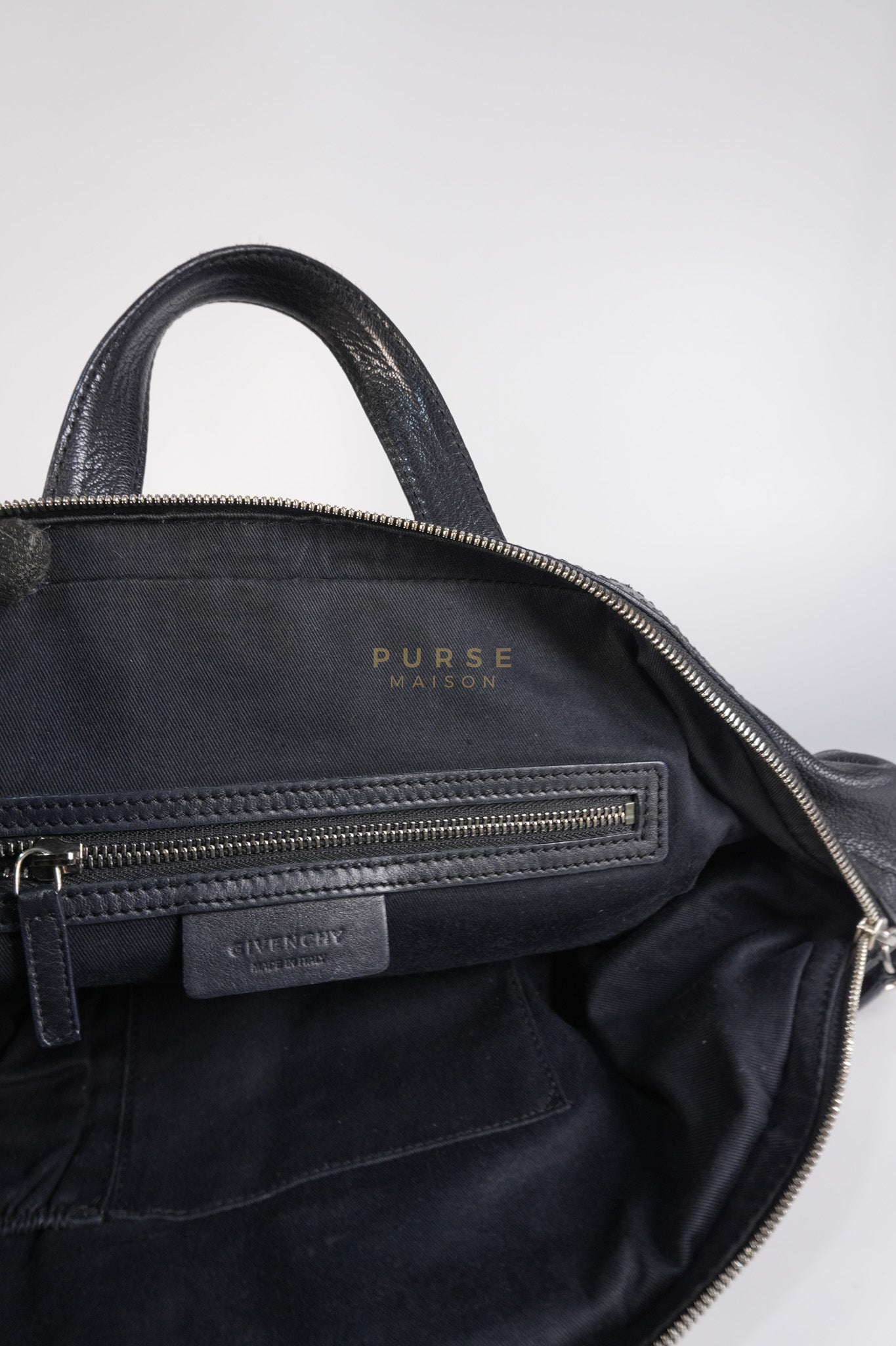 Nightingale Bag Medium in Black Calfskin Leather & Silver Hardware | Purse Maison Luxury Bags Shop