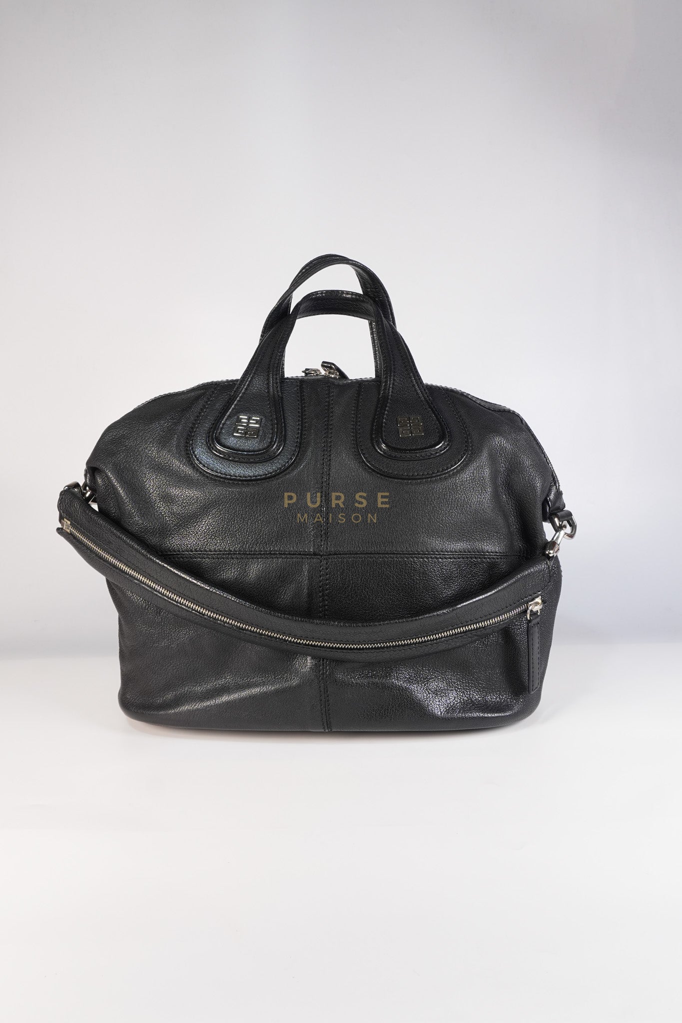 Nightingale Bag Medium in Black Calfskin Leather & Silver Hardware | Purse Maison Luxury Bags Shop
