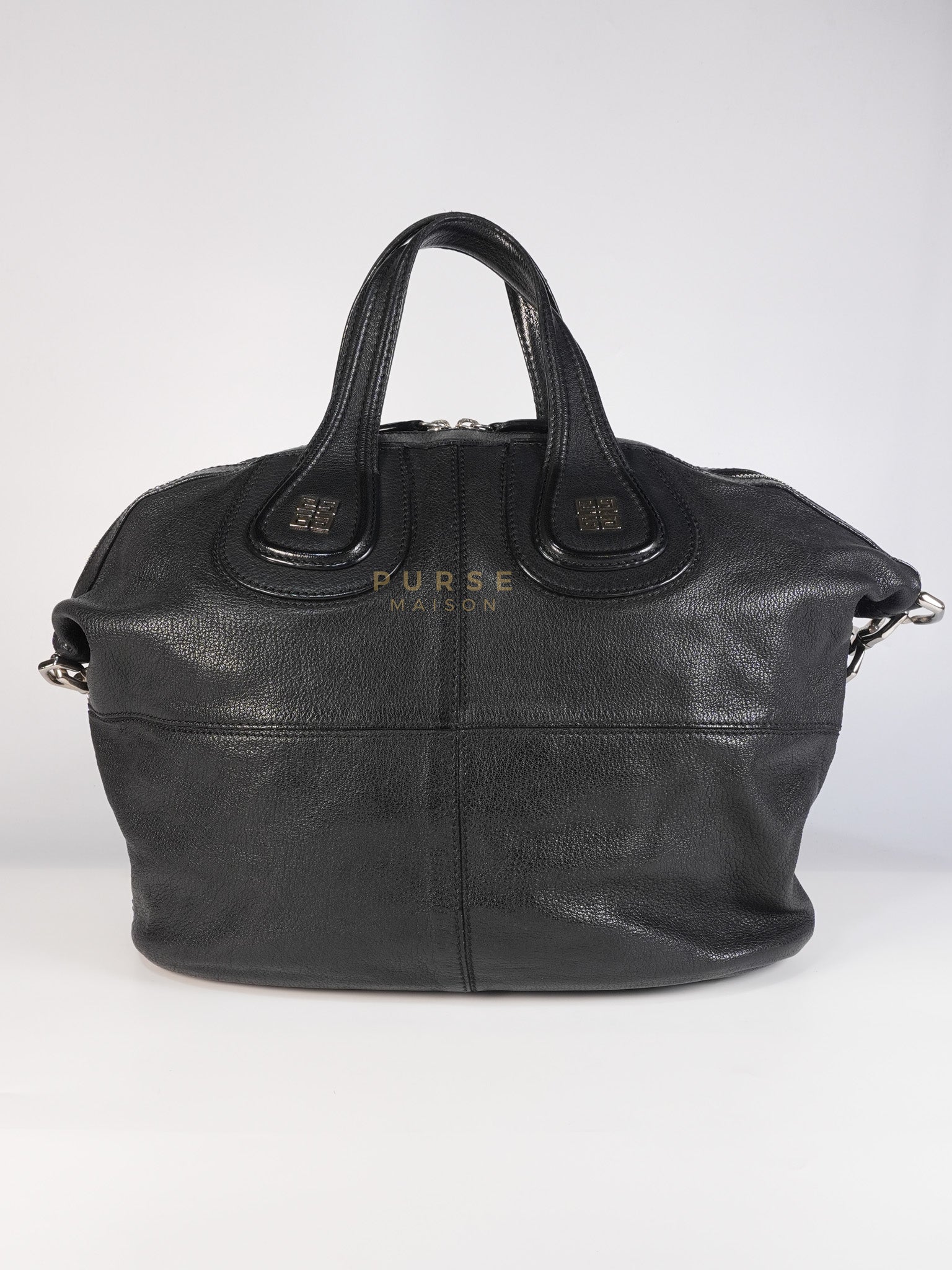 Nightingale Bag Medium in Black Calfskin Leather & Silver Hardware | Purse Maison Luxury Bags Shop