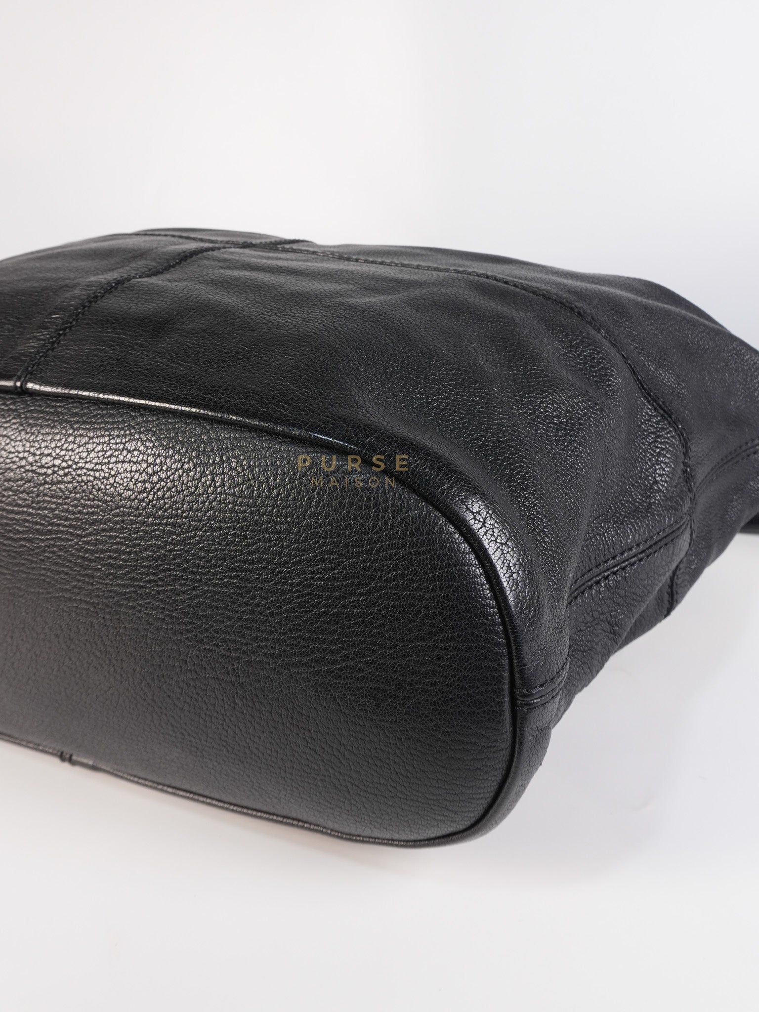Nightingale Bag Medium in Black Calfskin Leather & Silver Hardware | Purse Maison Luxury Bags Shop