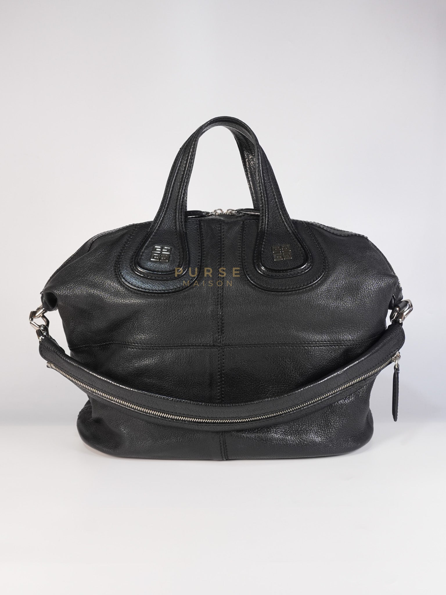 Nightingale Bag Medium in Black Calfskin Leather & Silver Hardware | Purse Maison Luxury Bags Shop