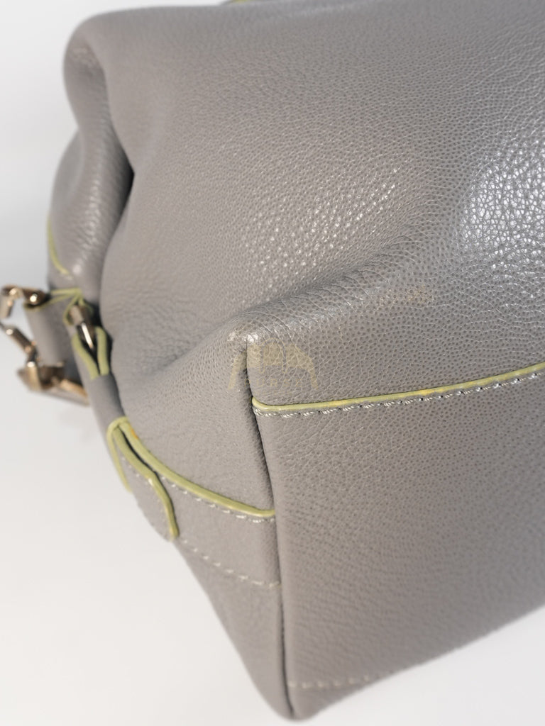Nightingale in Large Gray Grained Calfskin Leather Shoulder Bag | Purse Maison Luxury Bags Shop