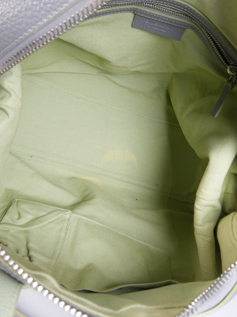 Nightingale in Large Gray Grained Calfskin Leather Shoulder Bag | Purse Maison Luxury Bags Shop