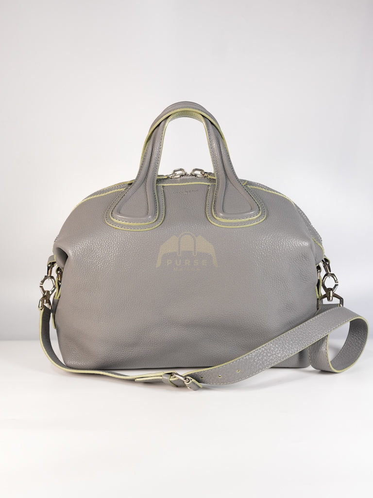 Nightingale in Large Gray Grained Calfskin Leather Shoulder Bag | Purse Maison Luxury Bags Shop