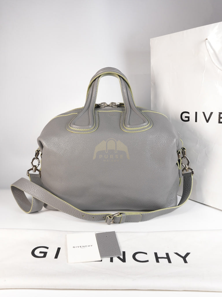 Nightingale in Large Gray Grained Calfskin Leather Shoulder Bag | Purse Maison Luxury Bags Shop