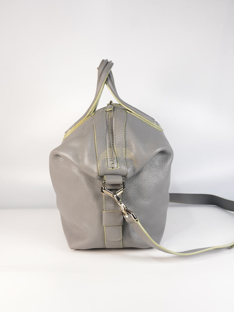 Nightingale in Large Gray Grained Calfskin Leather Shoulder Bag | Purse Maison Luxury Bags Shop