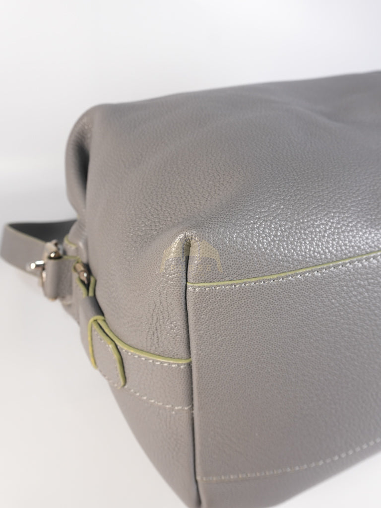 Nightingale in Large Gray Grained Calfskin Leather Shoulder Bag | Purse Maison Luxury Bags Shop