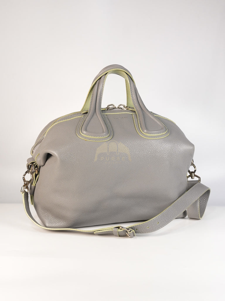Nightingale in Large Gray Grained Calfskin Leather Shoulder Bag | Purse Maison Luxury Bags Shop