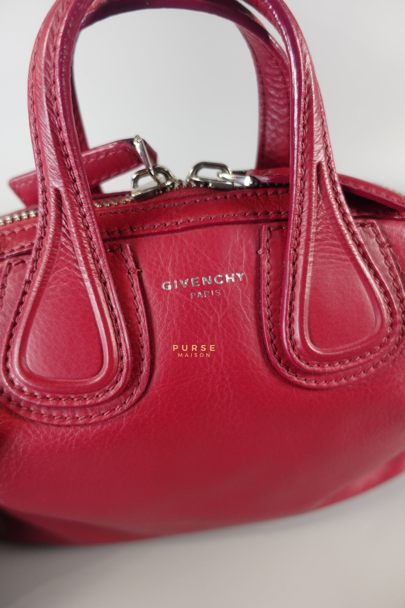 Nightingale Mini Cherry Grained Leather Bag | Purse Maison Luxury Bags Shop