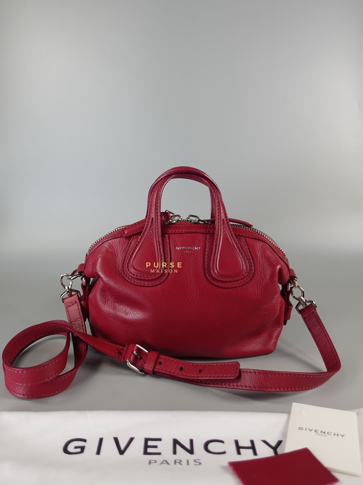 Nightingale Mini Cherry Grained Leather Bag | Purse Maison Luxury Bags Shop