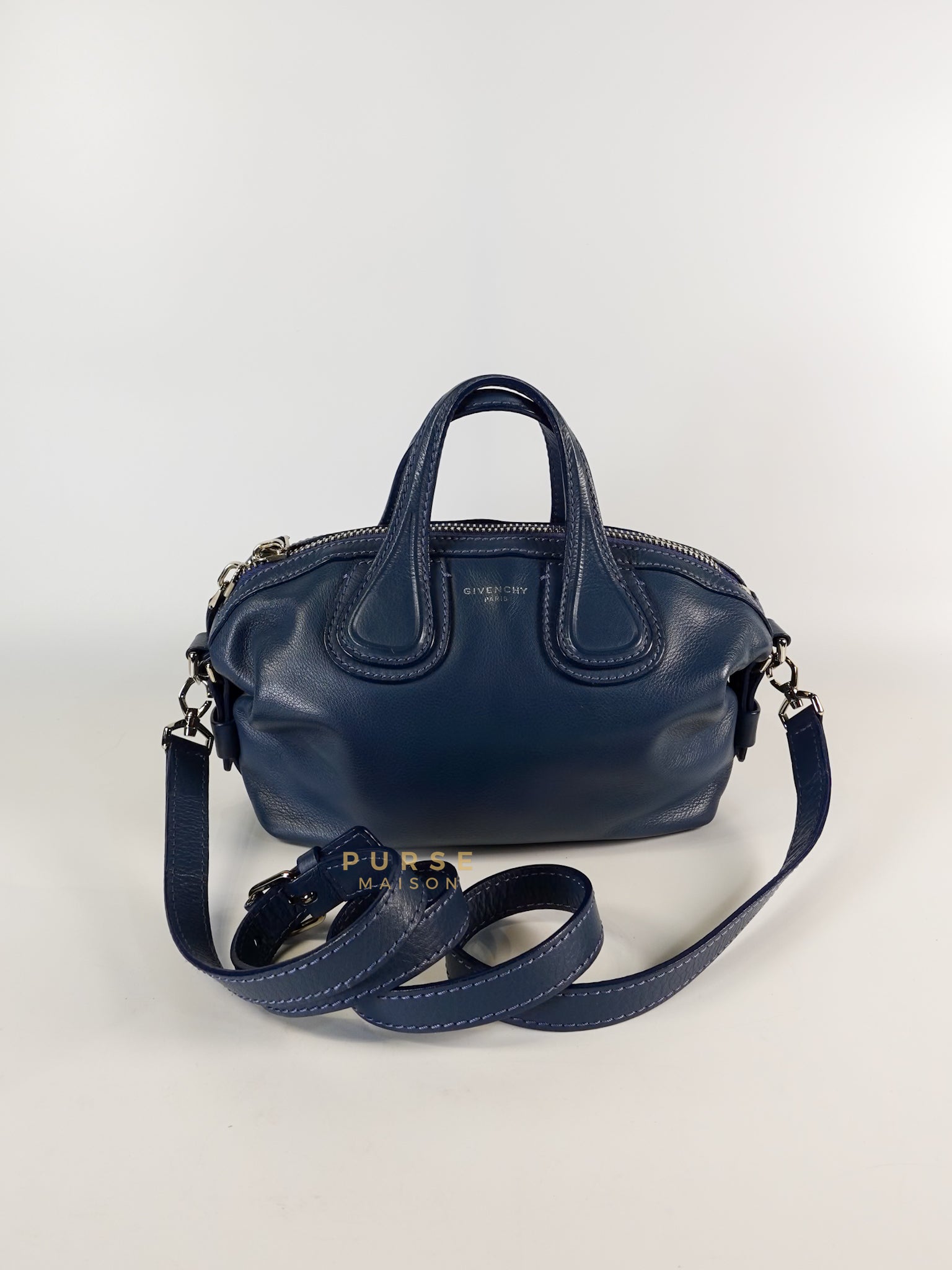 Nightingale Mini in Blue Calf Leather | Purse Maison Luxury Bags Shop