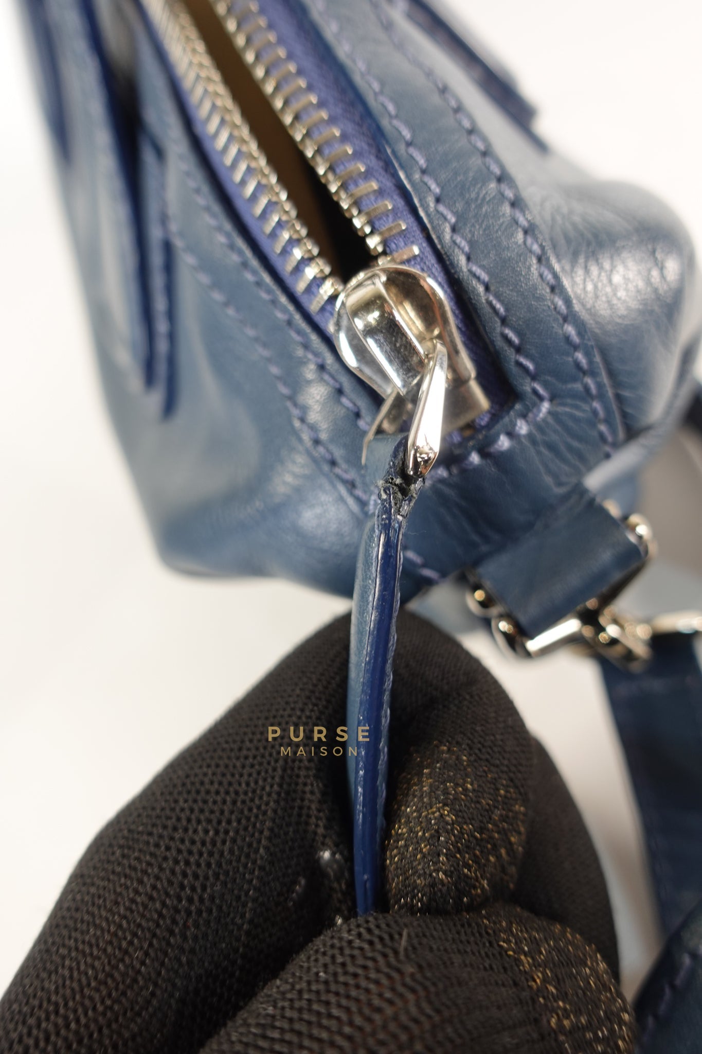 Nightingale Mini in Blue Calf Leather | Purse Maison Luxury Bags Shop