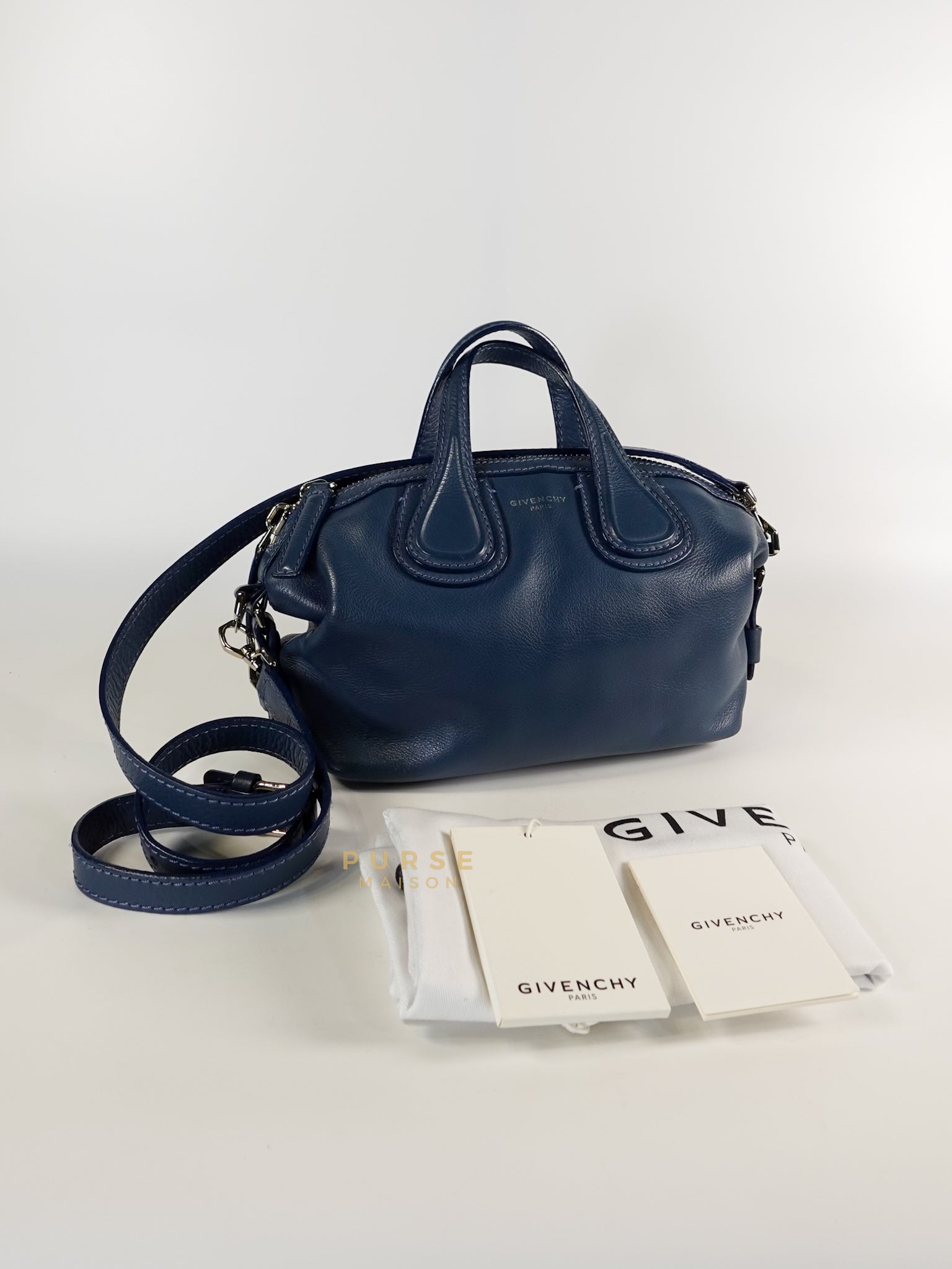 Nightingale Mini in Blue Calf Leather | Purse Maison Luxury Bags Shop