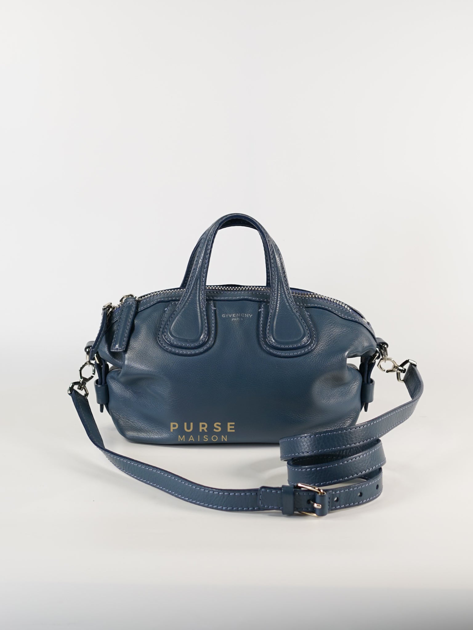 Nightingale Mini in Blue Calf Leather | Purse Maison Luxury Bags Shop