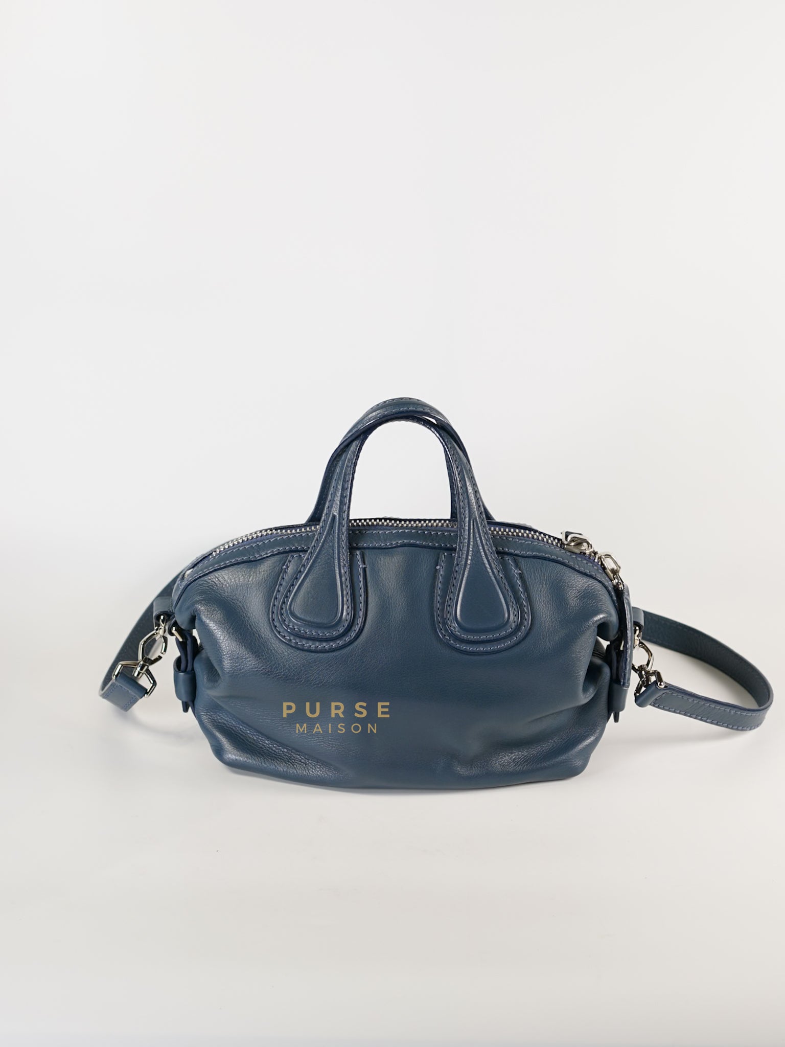 Nightingale Mini in Blue Calf Leather | Purse Maison Luxury Bags Shop